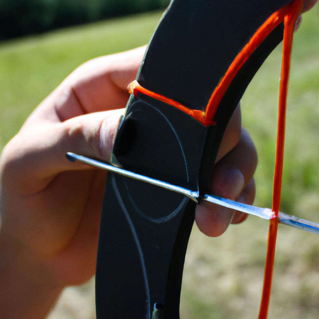 Person measuring archery bow grip